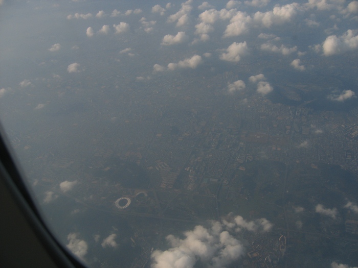 Inchon, southeast of Seoul, heading east looking towards the north. Notice how the pollution, though downwind from the source, is reducing in density.