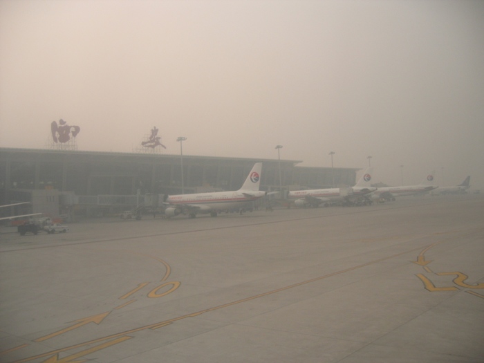 Air Pollution China - Xian Airport looking south