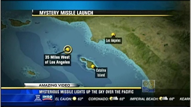 California Mystery Missile - 08 Nov 2010 - Apparent launch location per CBS New, Los Angeles News 8