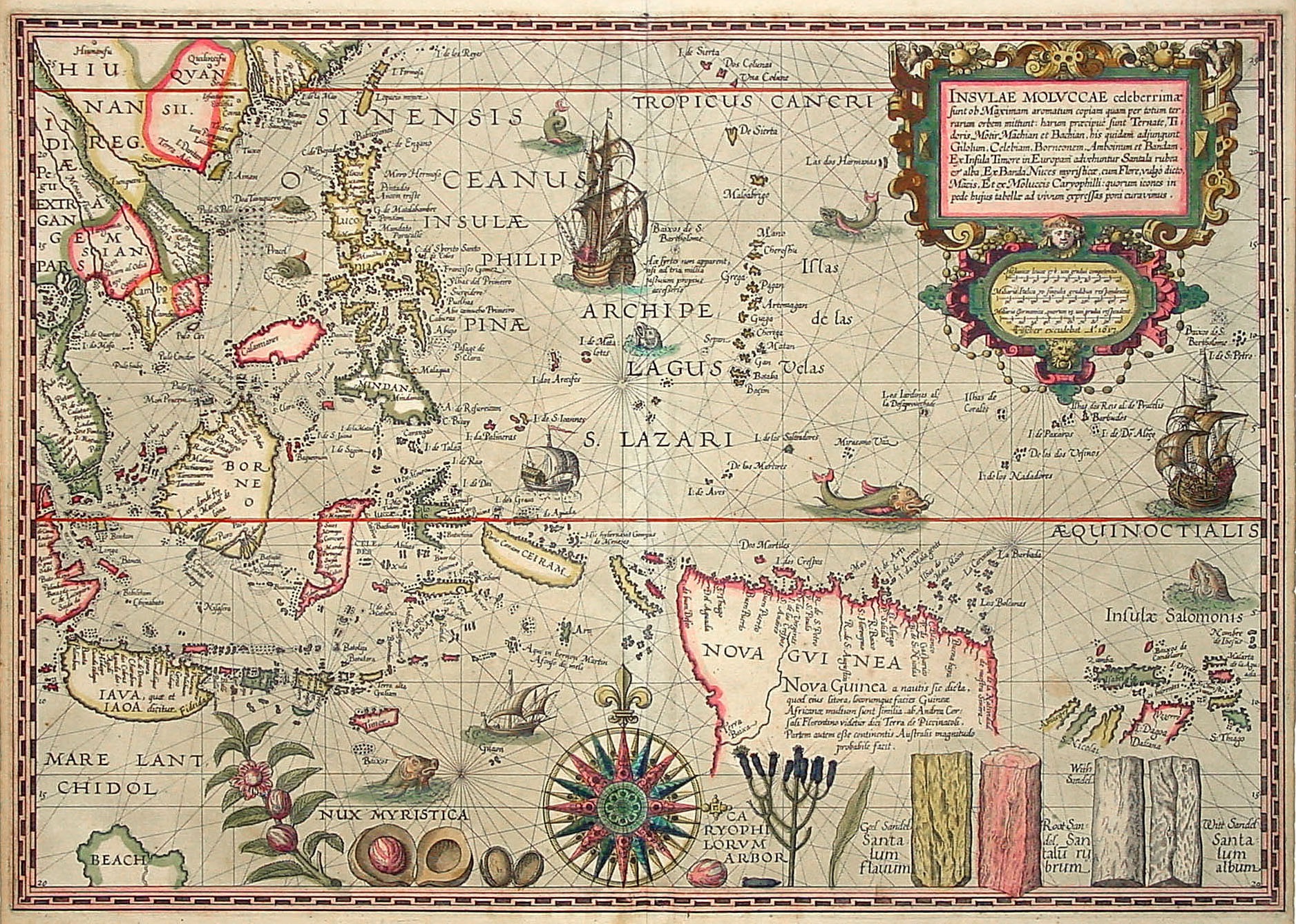 Photo the ca. 1592 map titled Insullae Moluc by Petrus Plancius