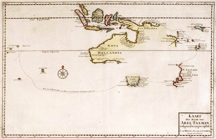 Photo the map Kaart der Reyae van Abel Tasman (Tasman Sea, Chart by van Abel)