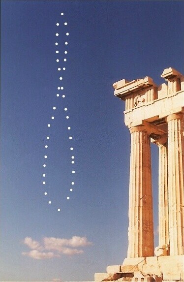 One year multi exposure photo of the Suns analemma pattern in the sky by www.perseus.gr