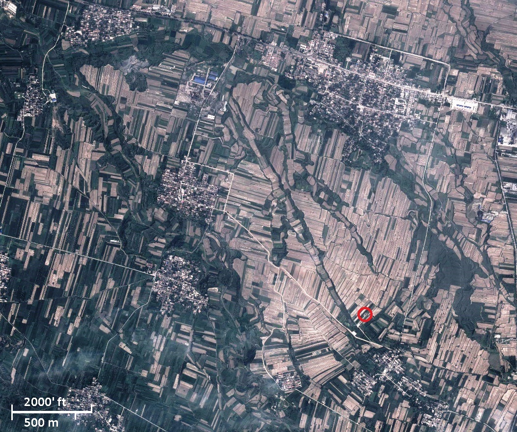 Satellite image of Shùn Dì (舜帝) palace and Taosi Observatory area