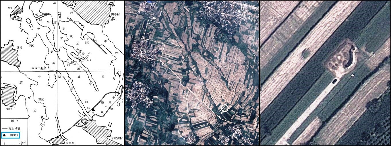 Current (2013) satellite photo of the Taosi ruin area.