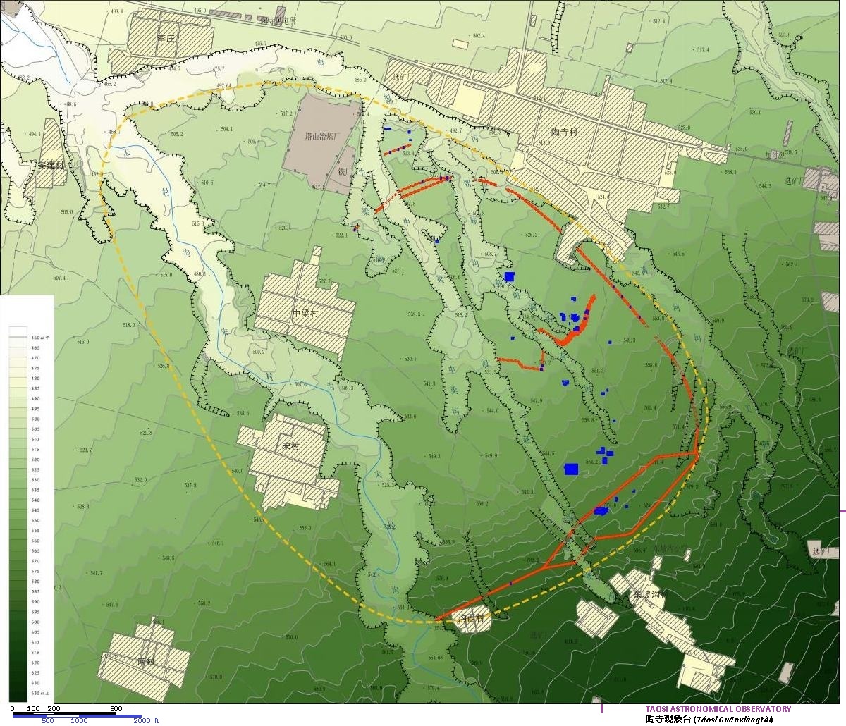 Topographic map of the Taosi area