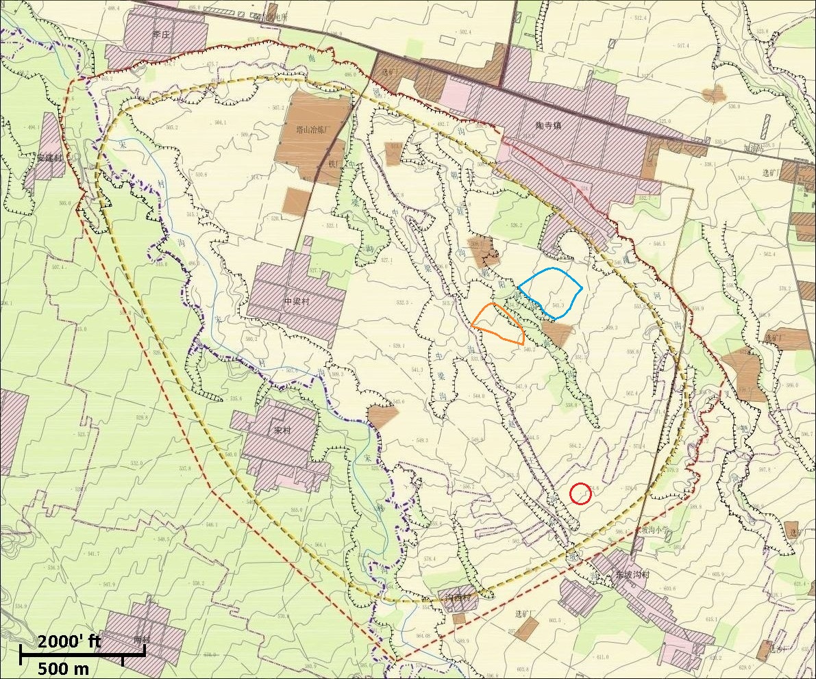 Topographic map of Shùn Dì (舜帝) palace and Taosi Observatory area